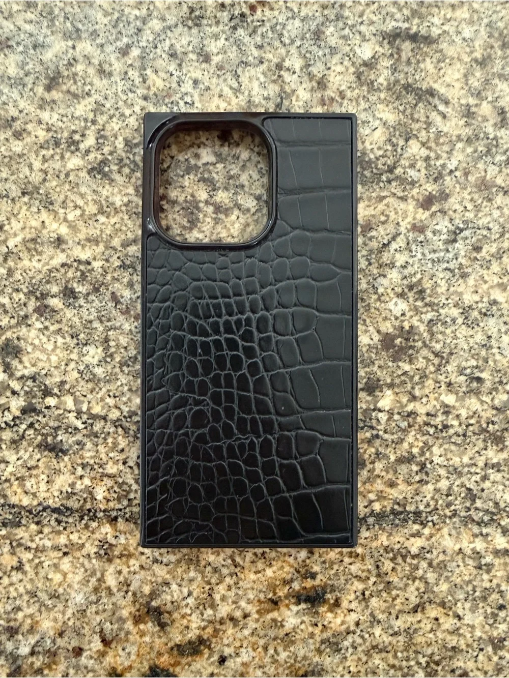 Black Croc-Texture Protective Phone Case - FLAUNT
